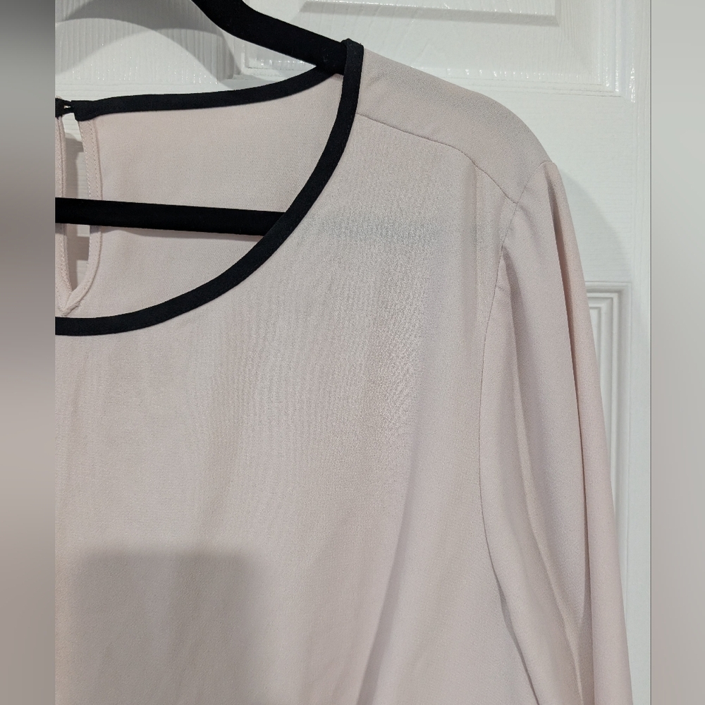 Talbots Woman Light Pink with Black Trim Long Sleeve Blouse Size 2X - Picture 4 of 12